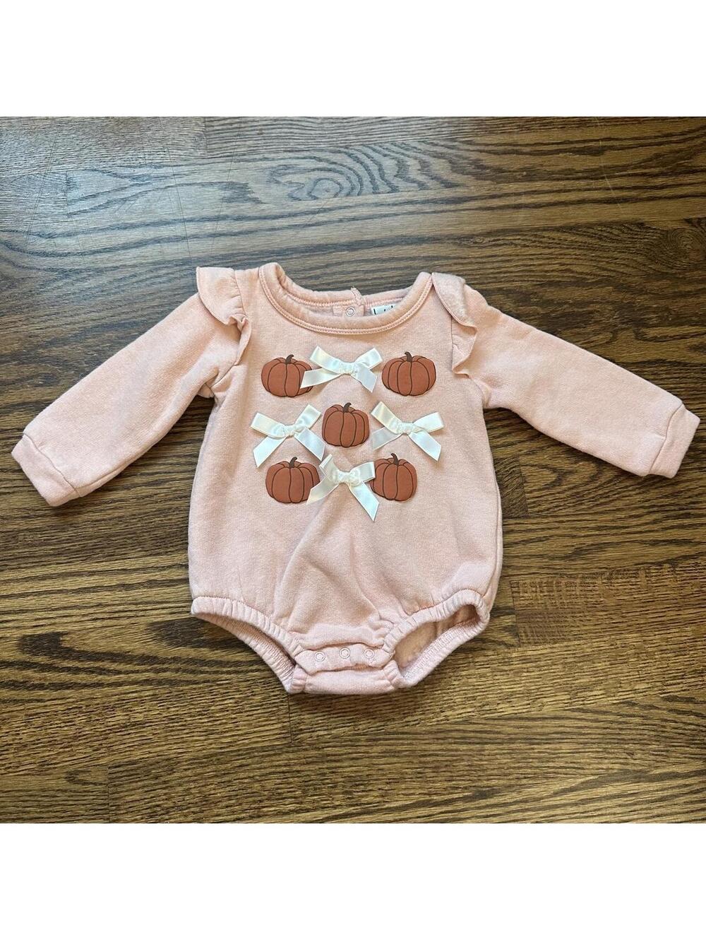 Nicole Miller pink long sleeve baby fall sweater romper, 9M